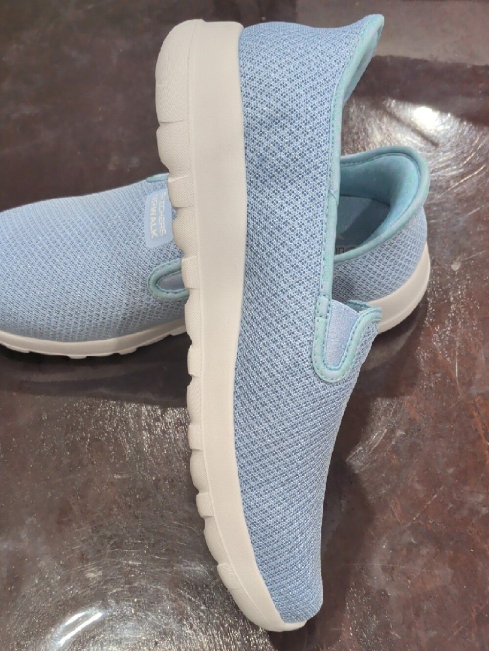 Skechers Light Blue Slip-On GOwalk Sneakers Women - Picture 4 of 9
